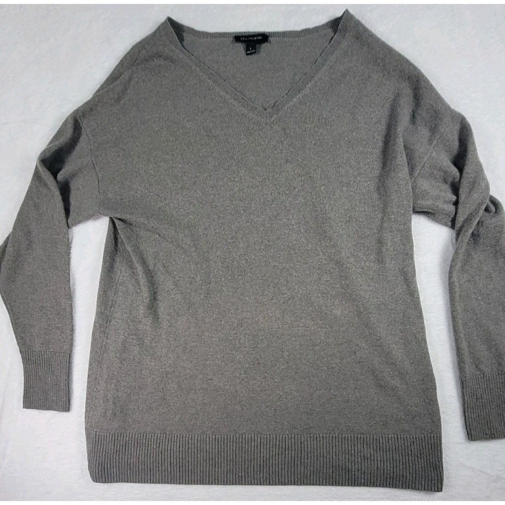 H by Halston Mens Gray Sweater Cashmere Silk‎ Blend Large Lightweight
